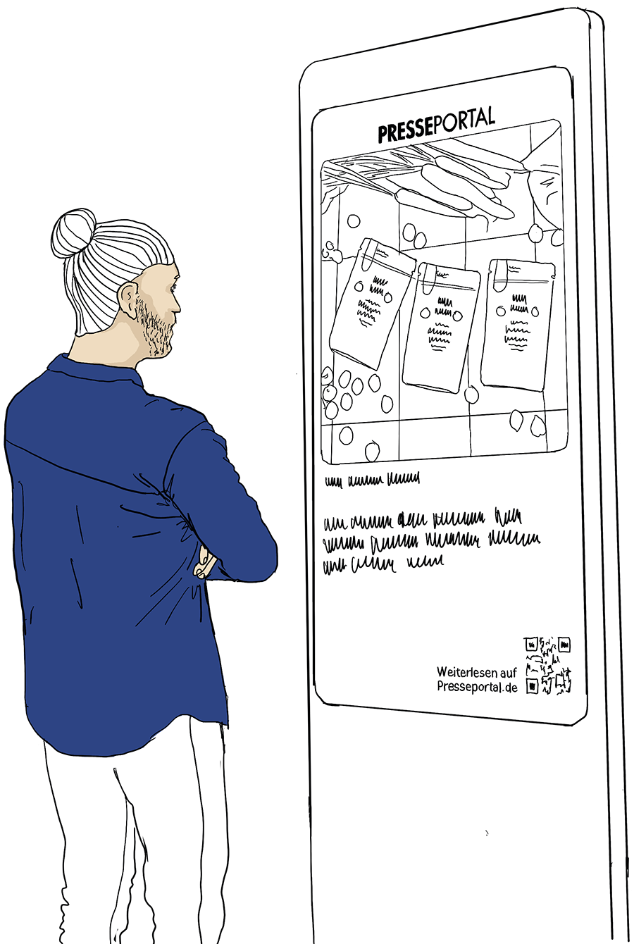 Ein Mann, der einen DOOH-Screen betrachtet.